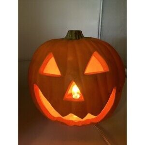 VINTAGE Gemmy Light Up Halloween Foam Blow Mold Lifelike Pumpkin Jack O Lantern